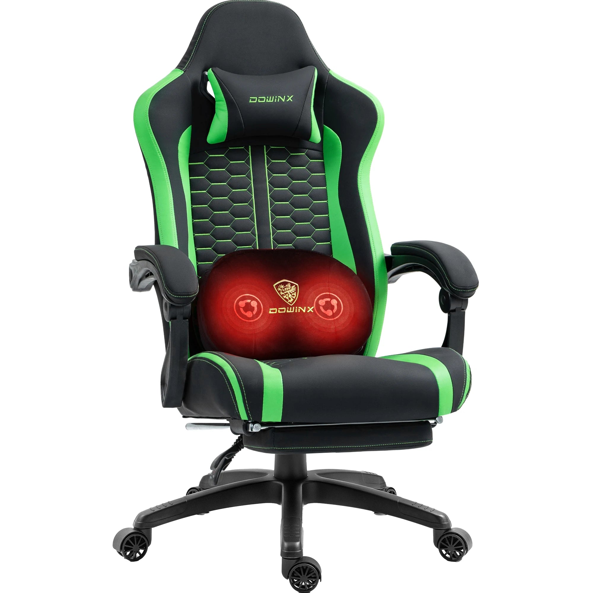 Dowinx Gaming Chair with Heated Massage Lumbar Support and Footrest - Platinum-Level Office Chairs