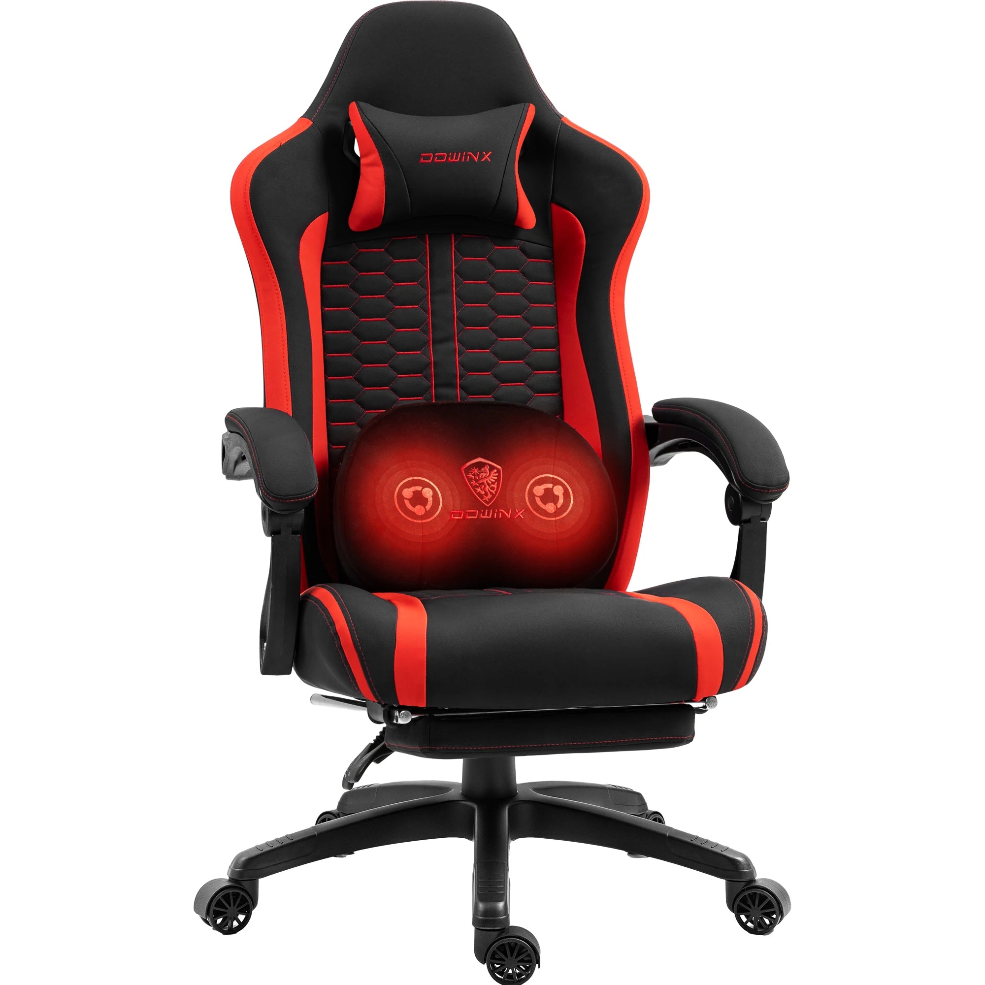 Dowinx Gaming Chair with Heated Massage Lumbar Support and Footrest - Platinum-Level Office Chairs