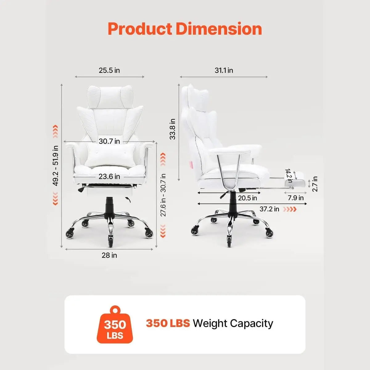 Platinum-Level Office Chairs ergonomic reclining office chair with footrest and lumbar support, featuring adjustable height and cushioning.