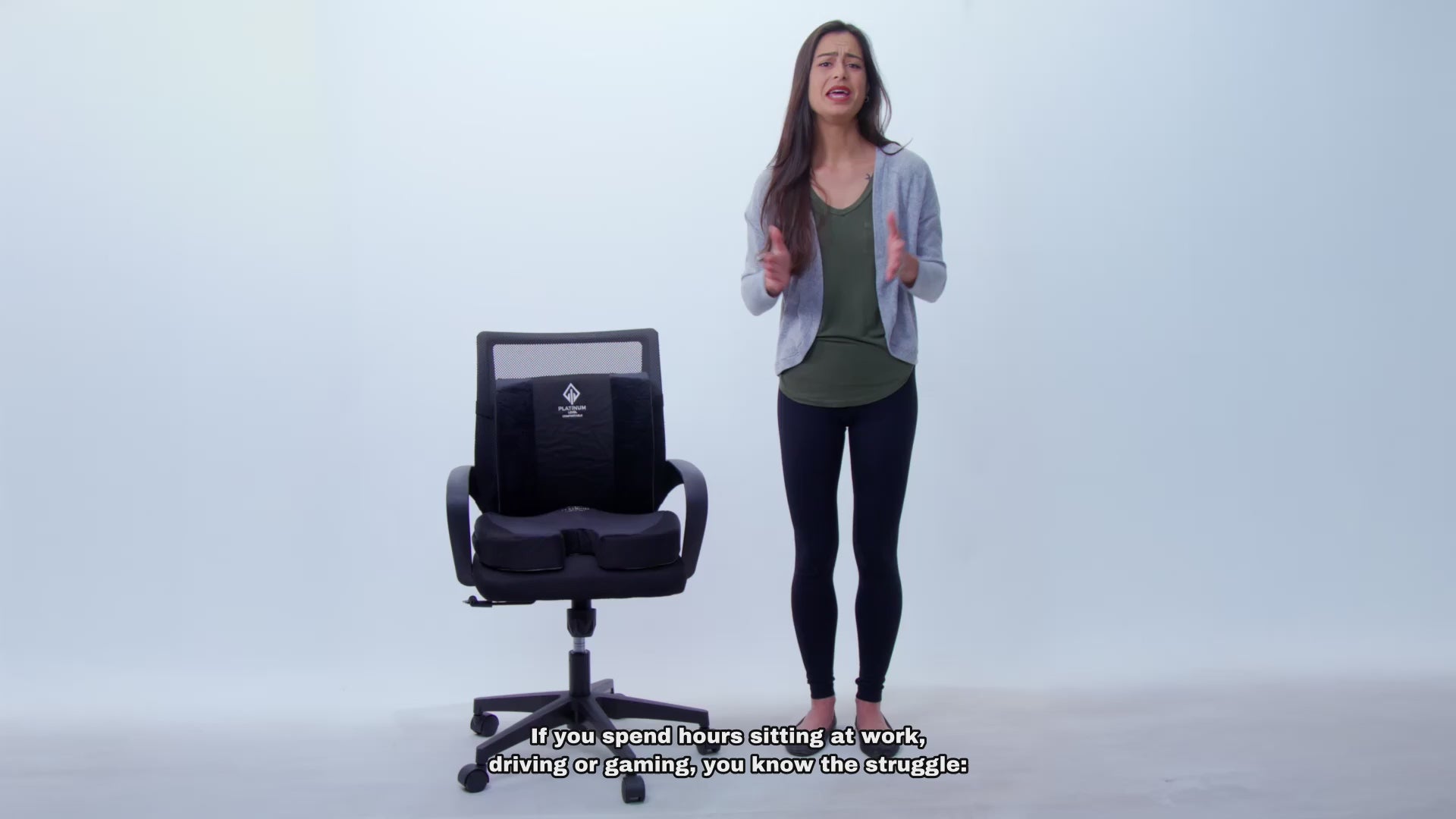 Cojín ergonómico de espuma viscoelástica de nivel platino para la zona lumbar y el asiento, alivia el dolor de espalda y coxis.
