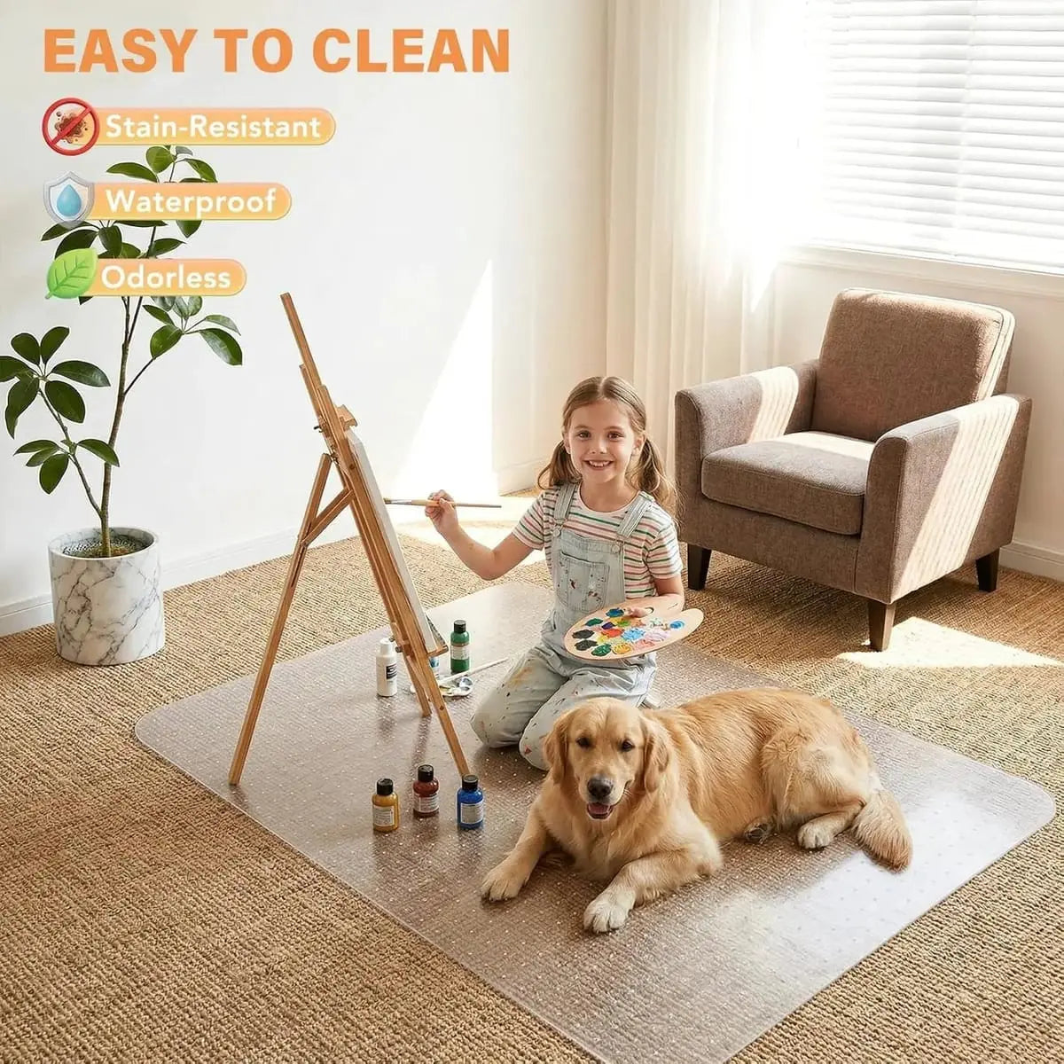 QUSSIN 36x48 office chair mat for carpet with lip, heavy-duty clear floor protector for smooth rolling and furniture protection