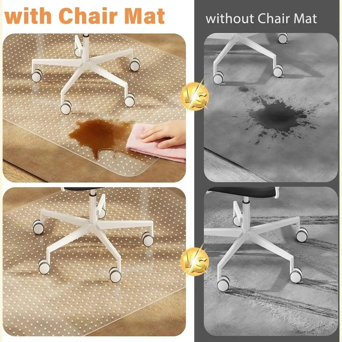 QUSSIN 36x48 heavy-duty clear office chair mat with lip for carpeted floors, providing smooth movement and protection.