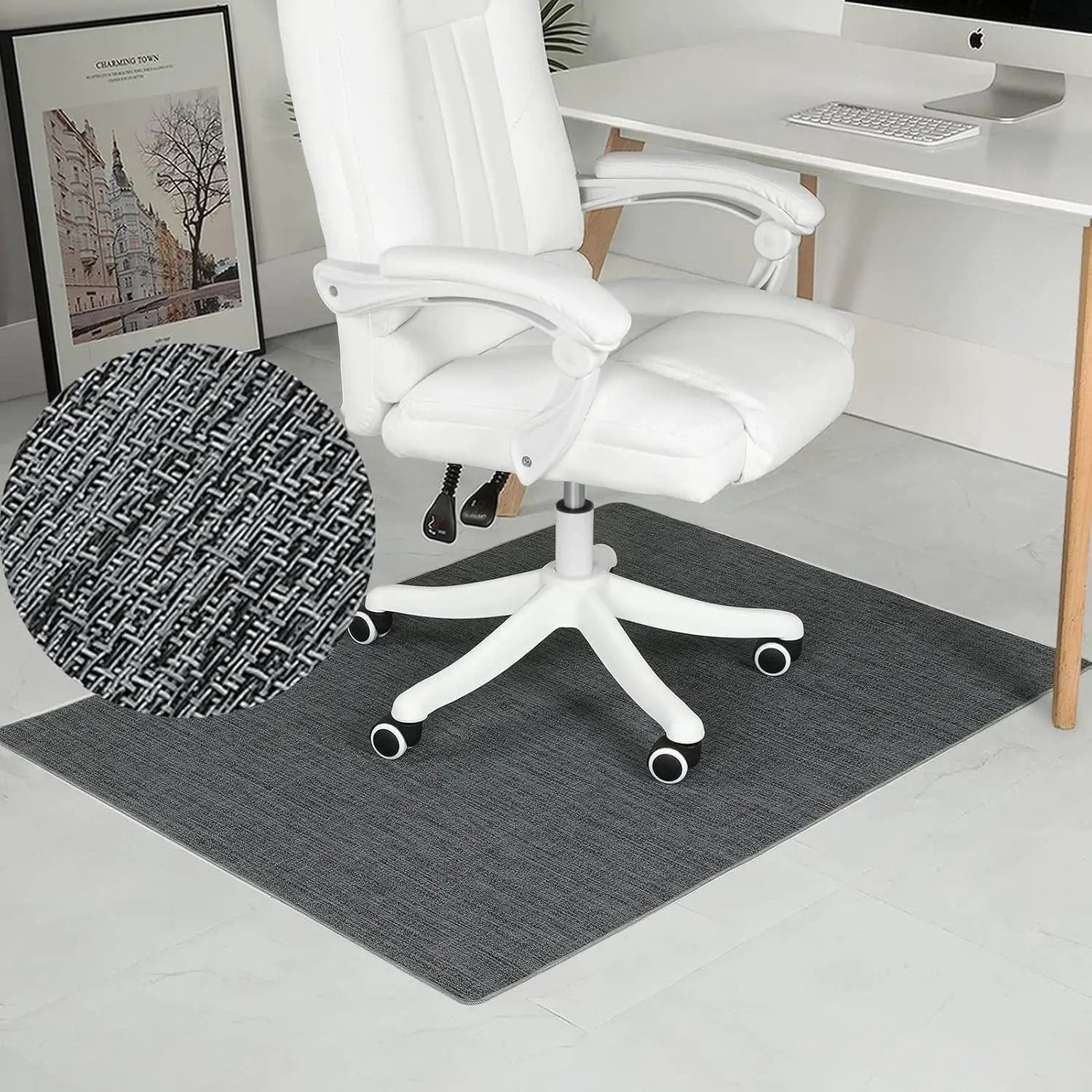 RccugmatS graphite-texture chair mat for hardwood floors, 36x48 inches, heavy-duty non-slip surface for office chairs.