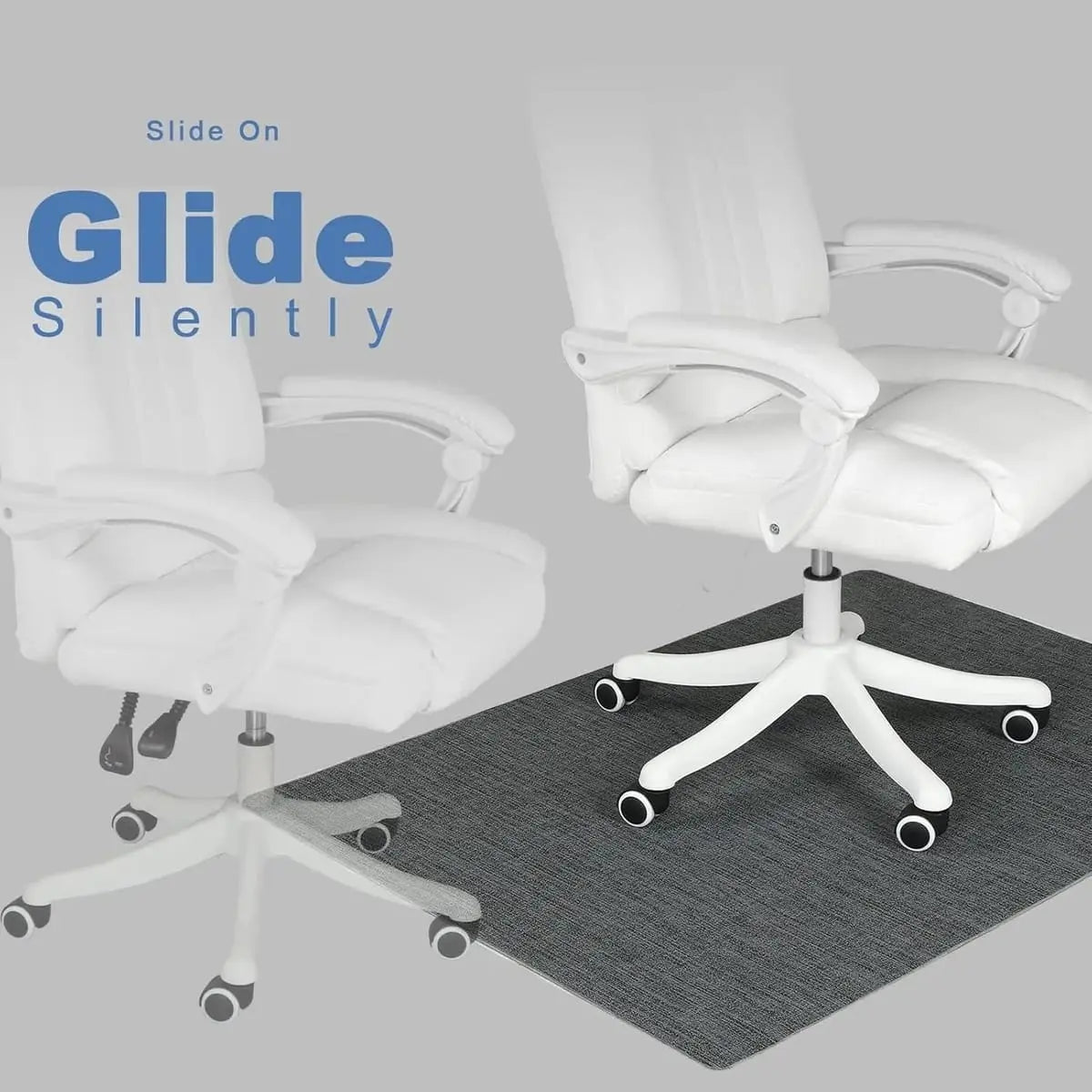 RccugmatS graphite-texture 36x48-inch heavy-duty chair mat with non-slip surface for hardwood floors.