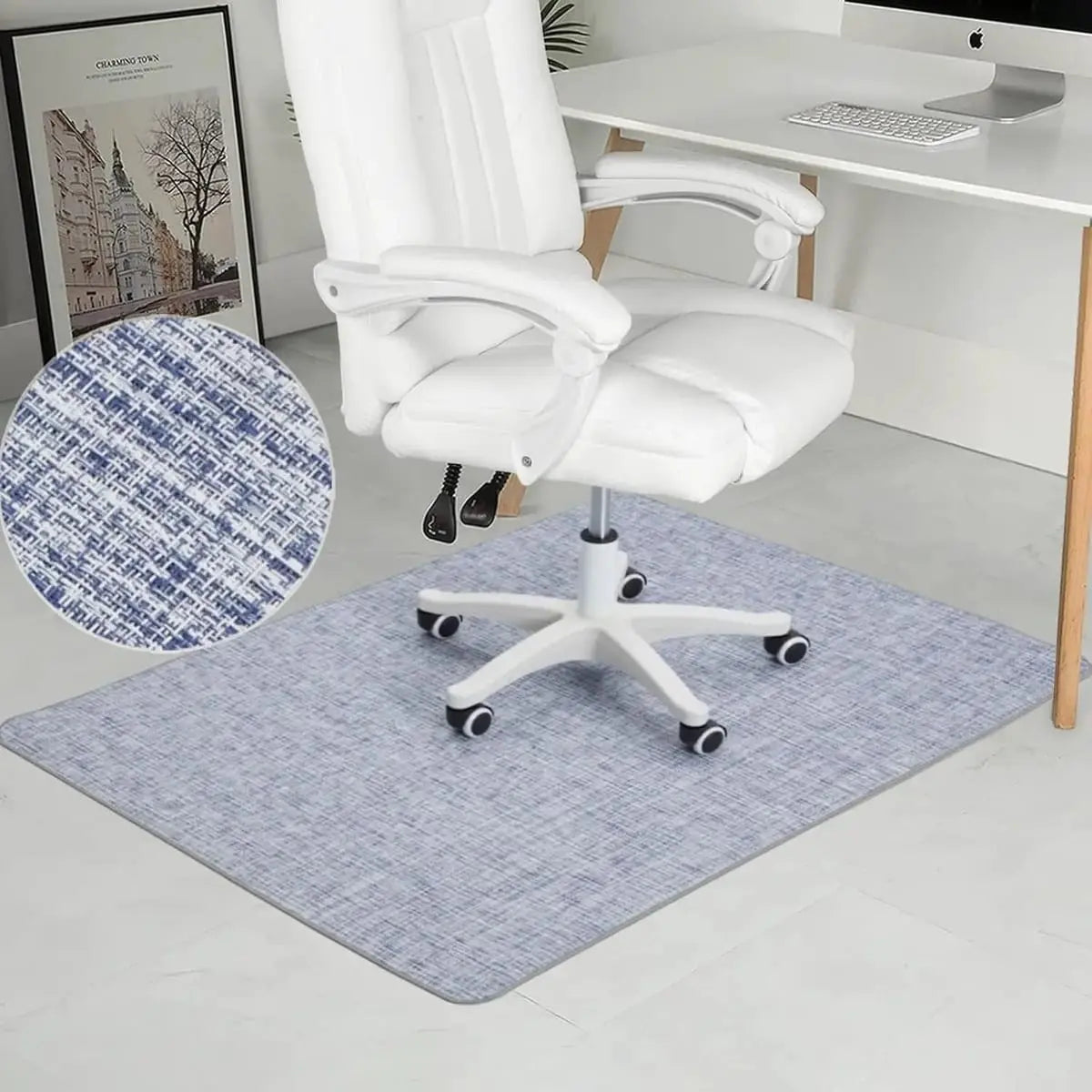 Graphite-textured RCCugmatS chair mat for hardwood floors, 36x48 inches, heavy-duty and non-slip for office or home use.