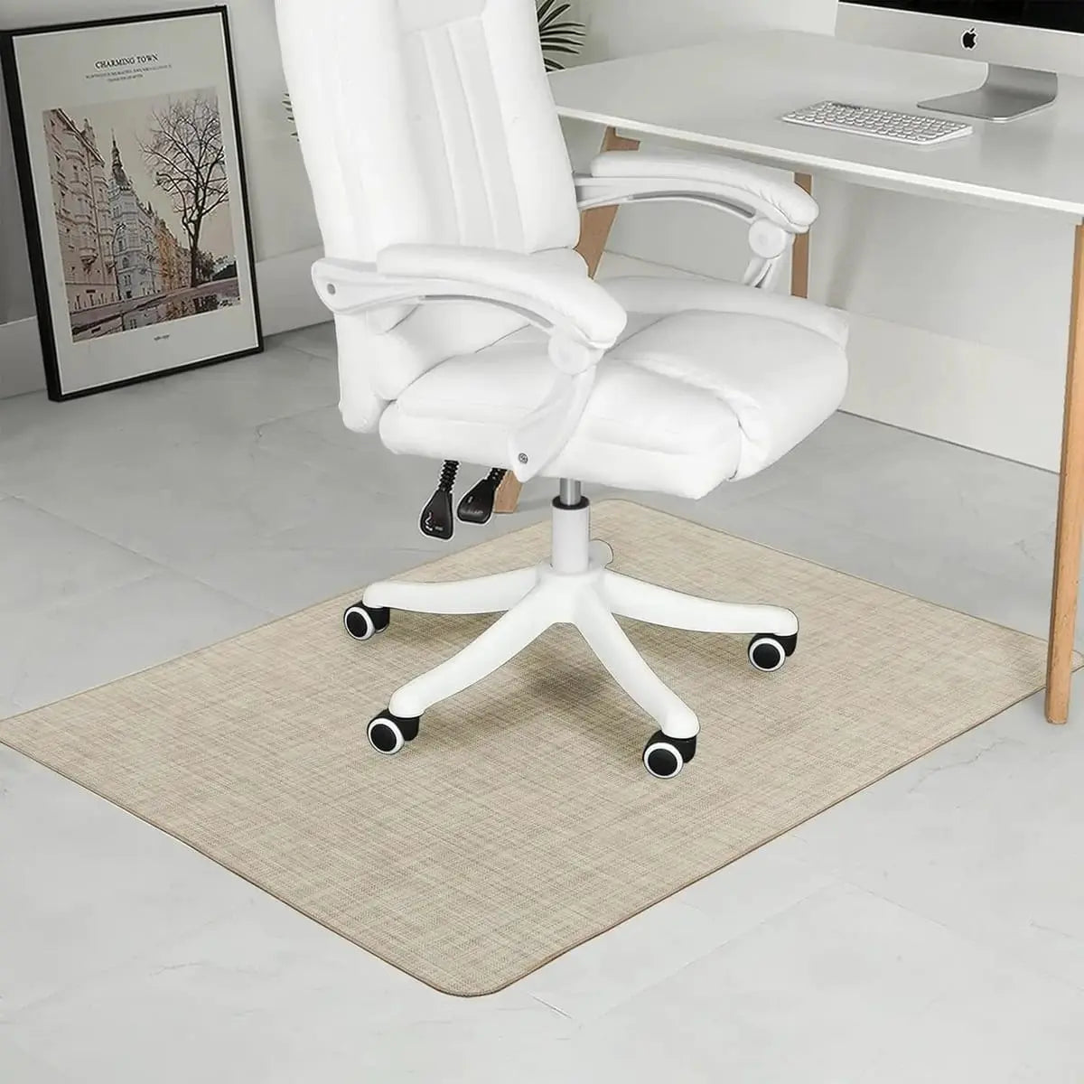 Graphite textured 36x48-inch heavy-duty chair mat for hardwood floors by RccugmatS, non-slip, durable office furniture accessory