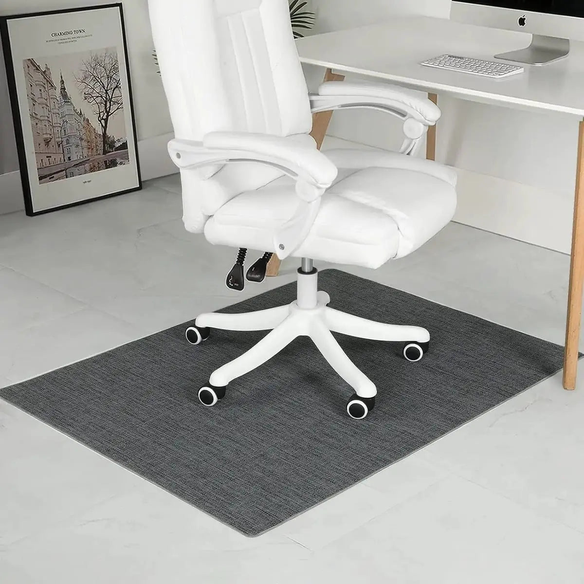 Graphite-texture chair mat for hardwood floors, 36x48 inches, heavy-duty non-slip design by RccugmatS for office or home use