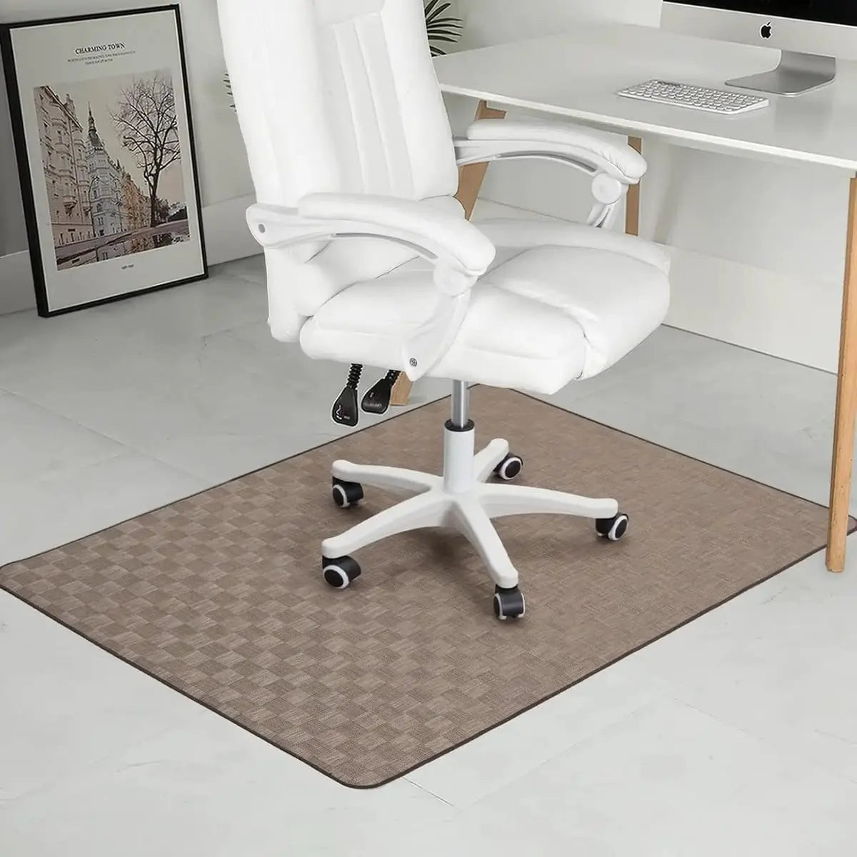 RccugmatS 36x48-inch graphite textured chair mat for hardwood floors, heavy-duty and non-slip for office or home use.
