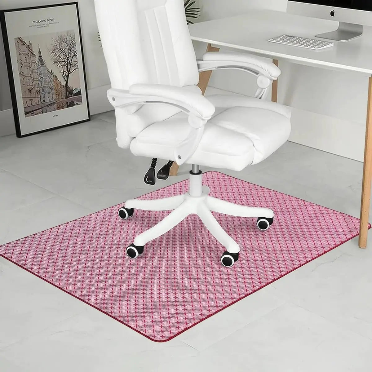 RccugmatS graphite-texture 36x48-inch heavy-duty non-slip chair mat for hardwood floors, providing protection and easy movement.