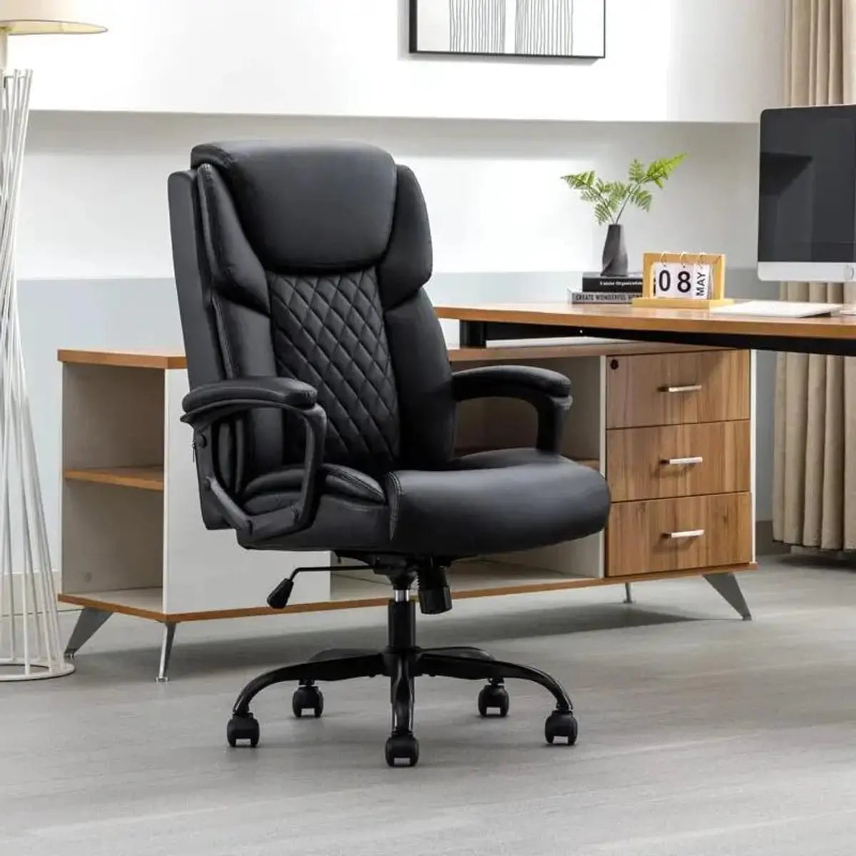 Red Barrel Studio Large Leather Big And Tall Executive Office Chair With Ergonomic Lumbar Support And Adjustable Height Red Barrel Studio®