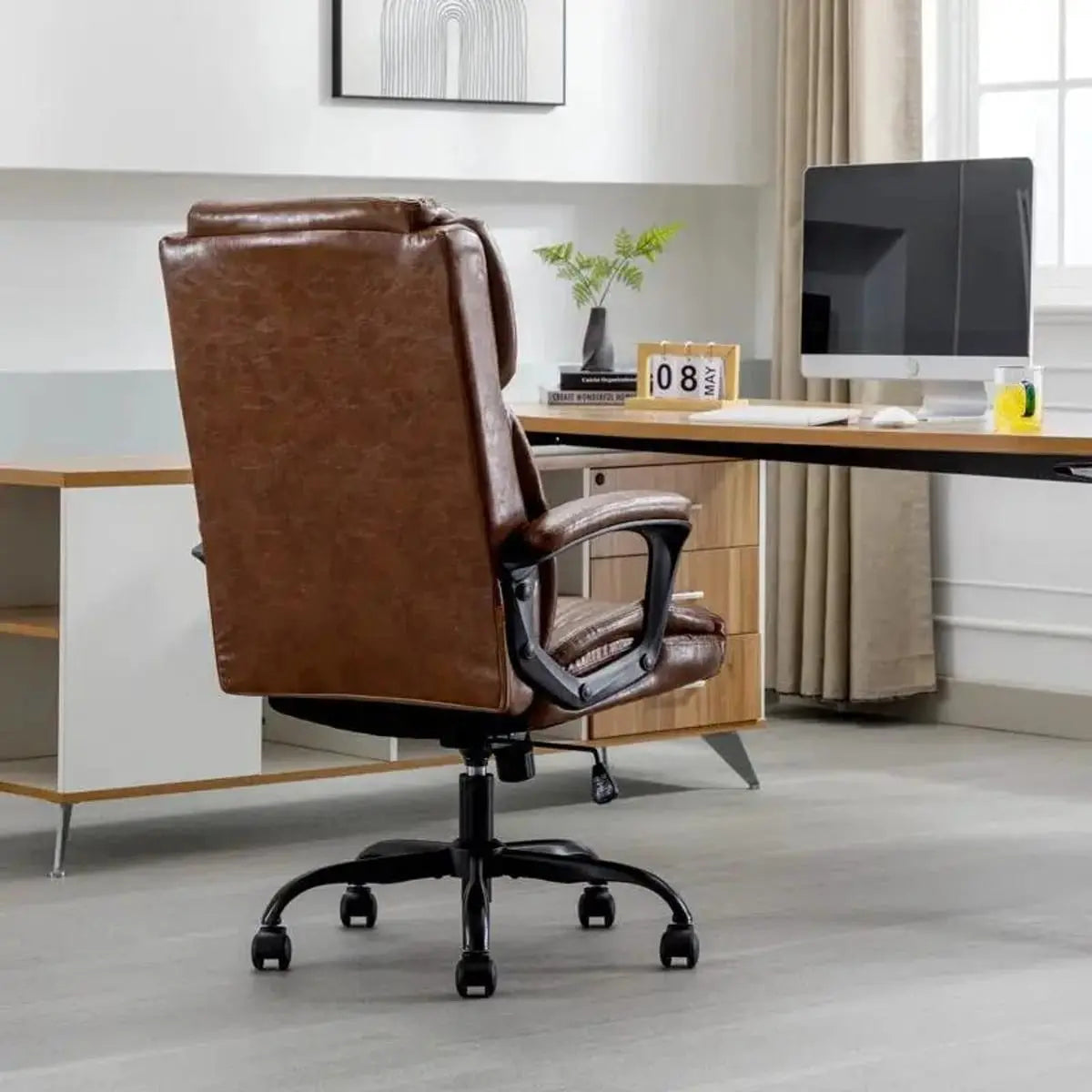 Red Barrel Studio Large Leather Big And Tall Executive Office Chair With Ergonomic Lumbar Support And Adjustable Height Red Barrel Studio®