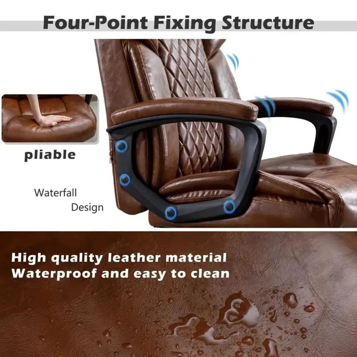 Red Barrel Studio Large Leather Big And Tall Executive Office Chair With Ergonomic Lumbar Support And Adjustable Height Red Barrel Studio®