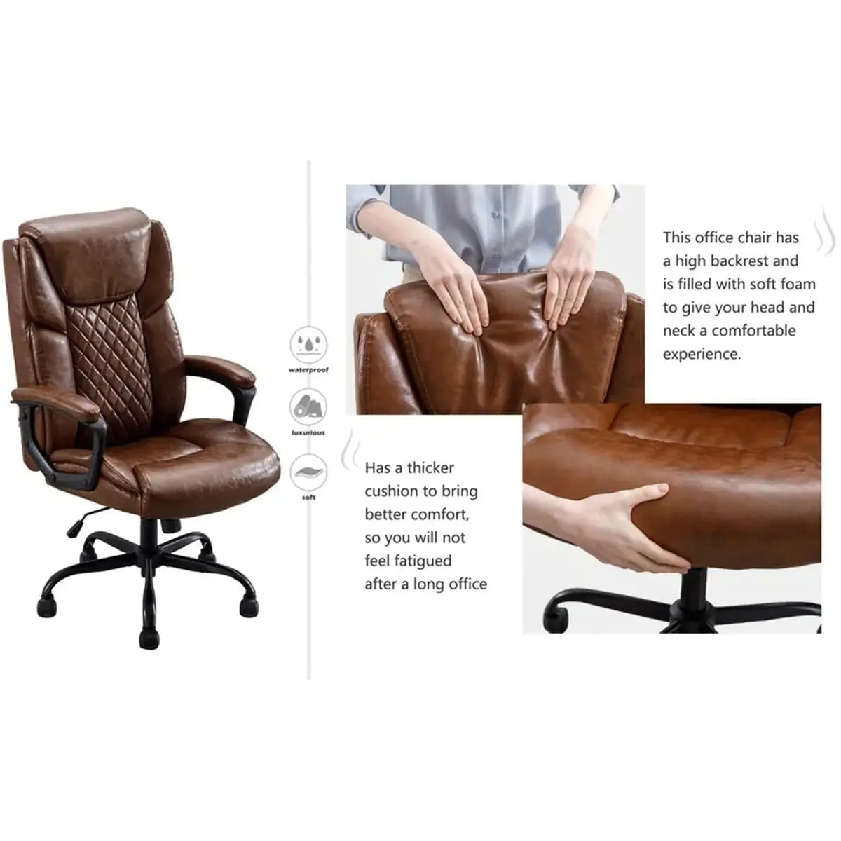 Red Barrel Studio Large Leather Big And Tall Executive Office Chair With Ergonomic Lumbar Support And Adjustable Height Red Barrel Studio®