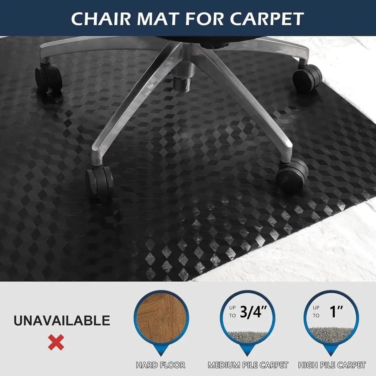 SALLOUS Chair Mat For Carpeted Floors 30x48 Heavy Duty Non Slip Floor SALLOUS