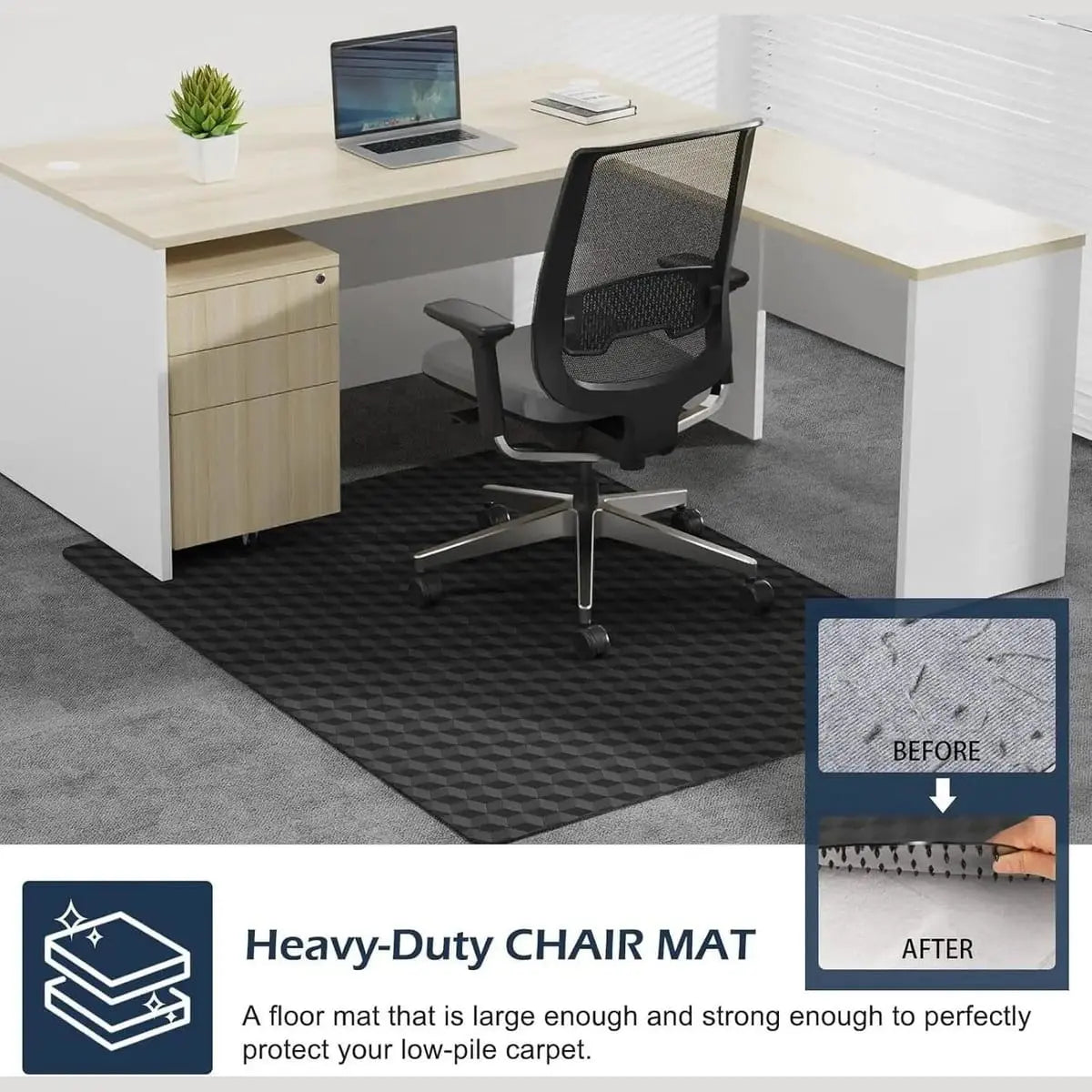 SALLOUS Chair Mat For Carpeted Floors 30x48 Heavy Duty Non Slip Floor SALLOUS