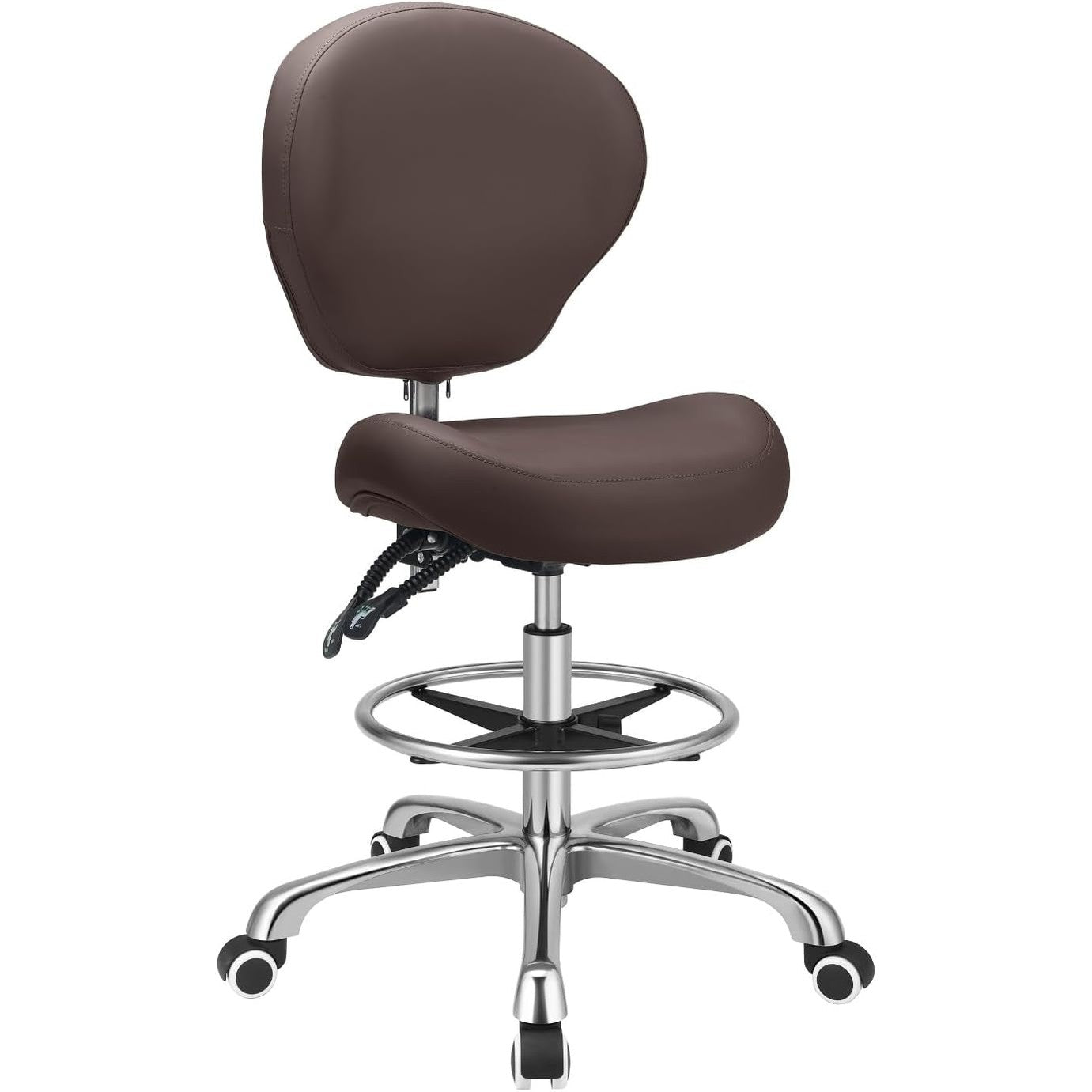 Black ergonomic adjustable drafting chair with backrest, footrest, and high-density foam for all-day comfort by Shenzhen Karrie.
