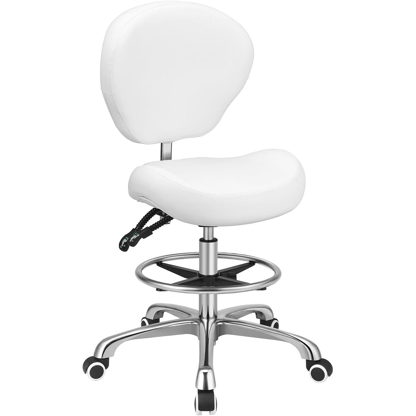 Black ergonomic adjustable drafting chair by Shenzhen Karrie with backrest, footrest, and high-density foam for all-day comfort.
