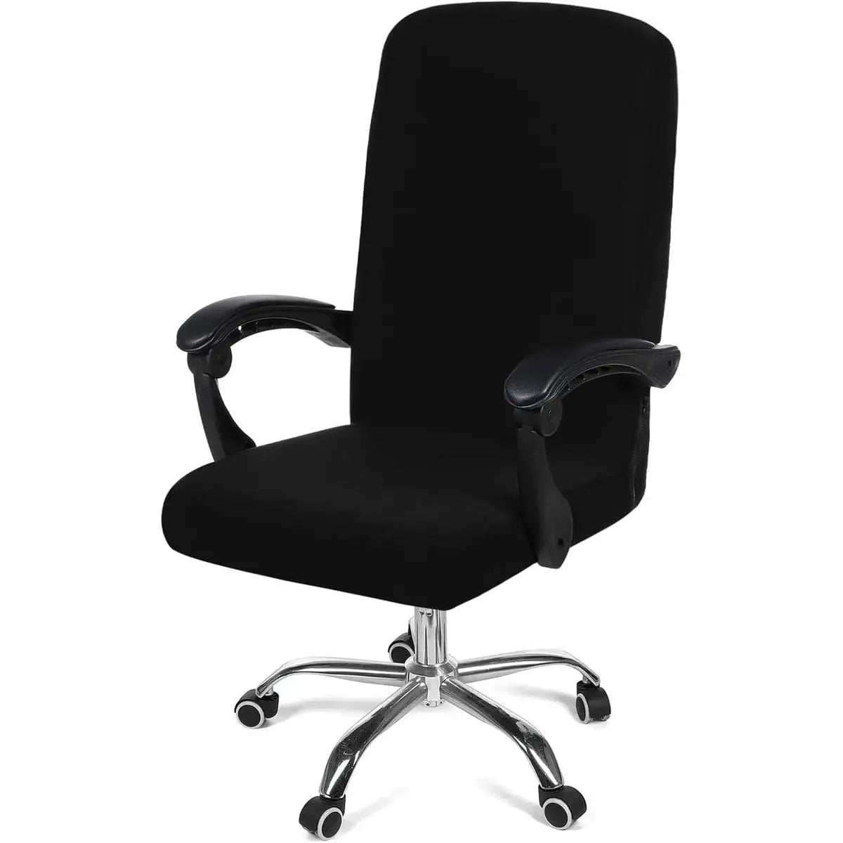 Blue and green Smiry stretch office chair cover, removable and washable, fits most standard home office chairs.