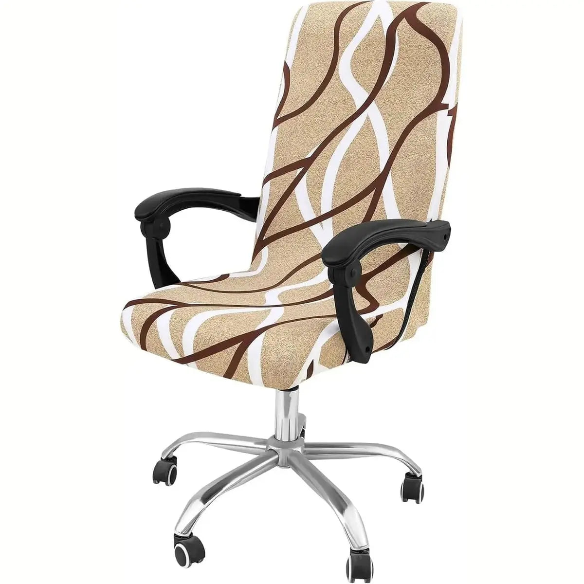 Blue and green Smiry stretch office chair cover, removable and washable, fits various home office chairs.
