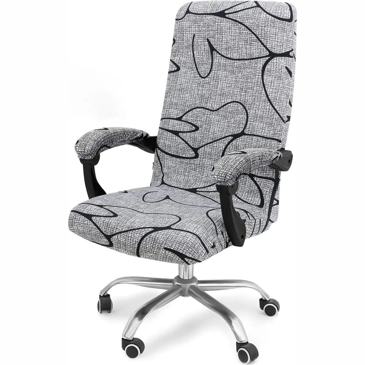 Blue and green Smiry stretch office chair cover, removable and washable, fits most standard home office chairs.