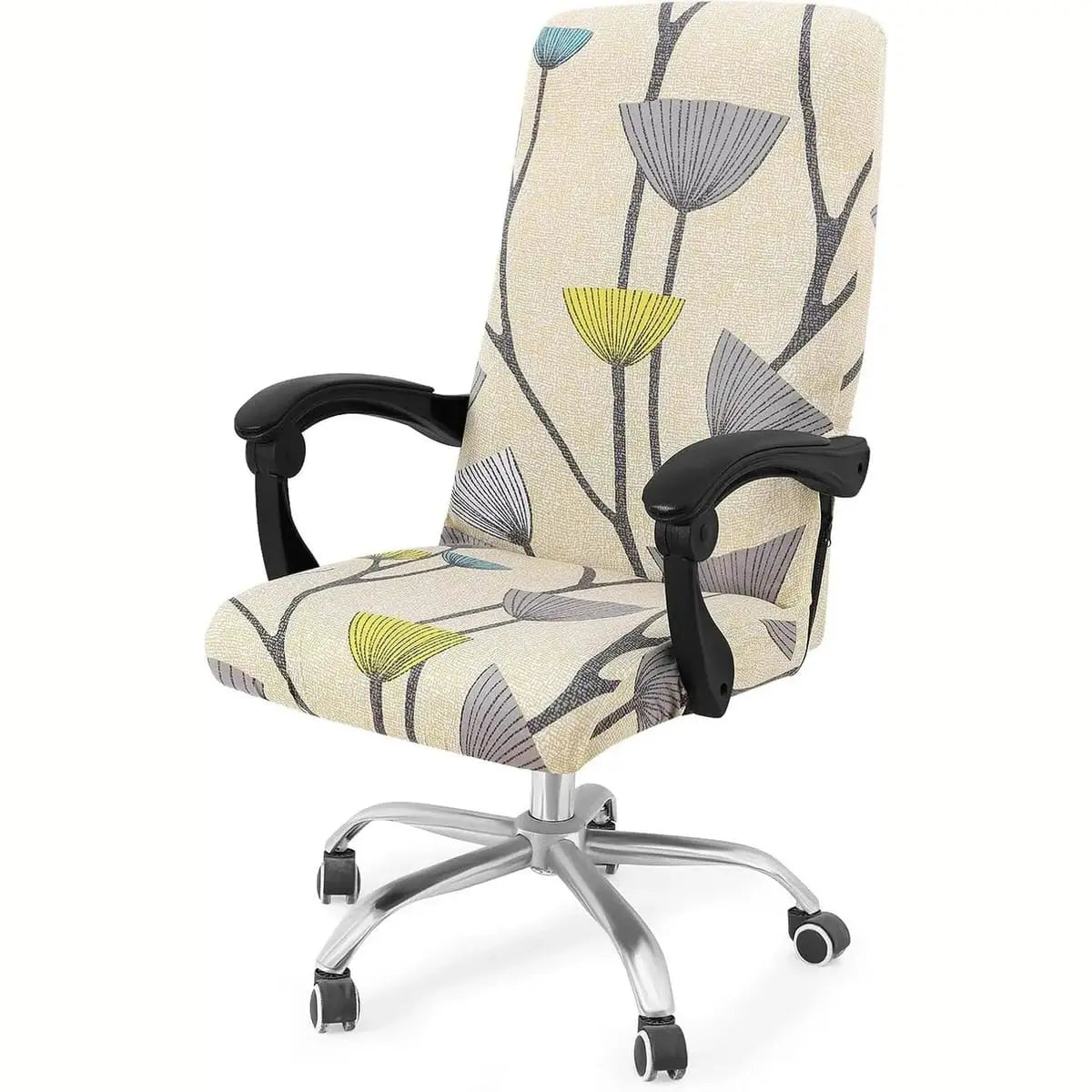 Blue and green stretch office chair cover by Smiry, removable and washable, fits most chairs for home or office use.