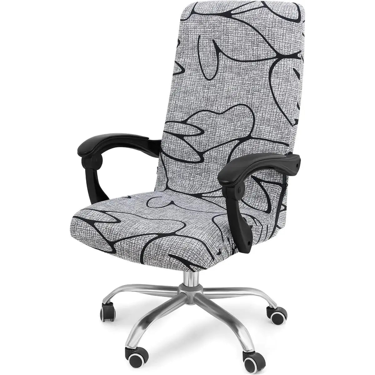Blue and green Smiry stretch office chair cover, removable and washable, fits most home office chairs.