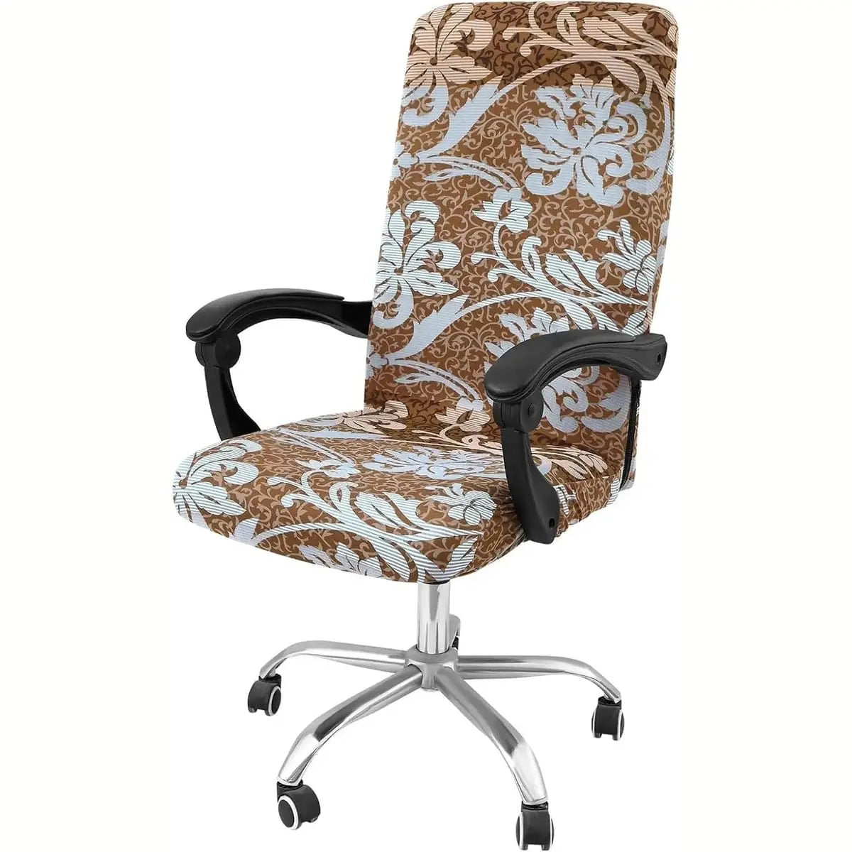 Blue and green Smiry stretch office chair cover, removable and washable, fits most chairs for home office use.