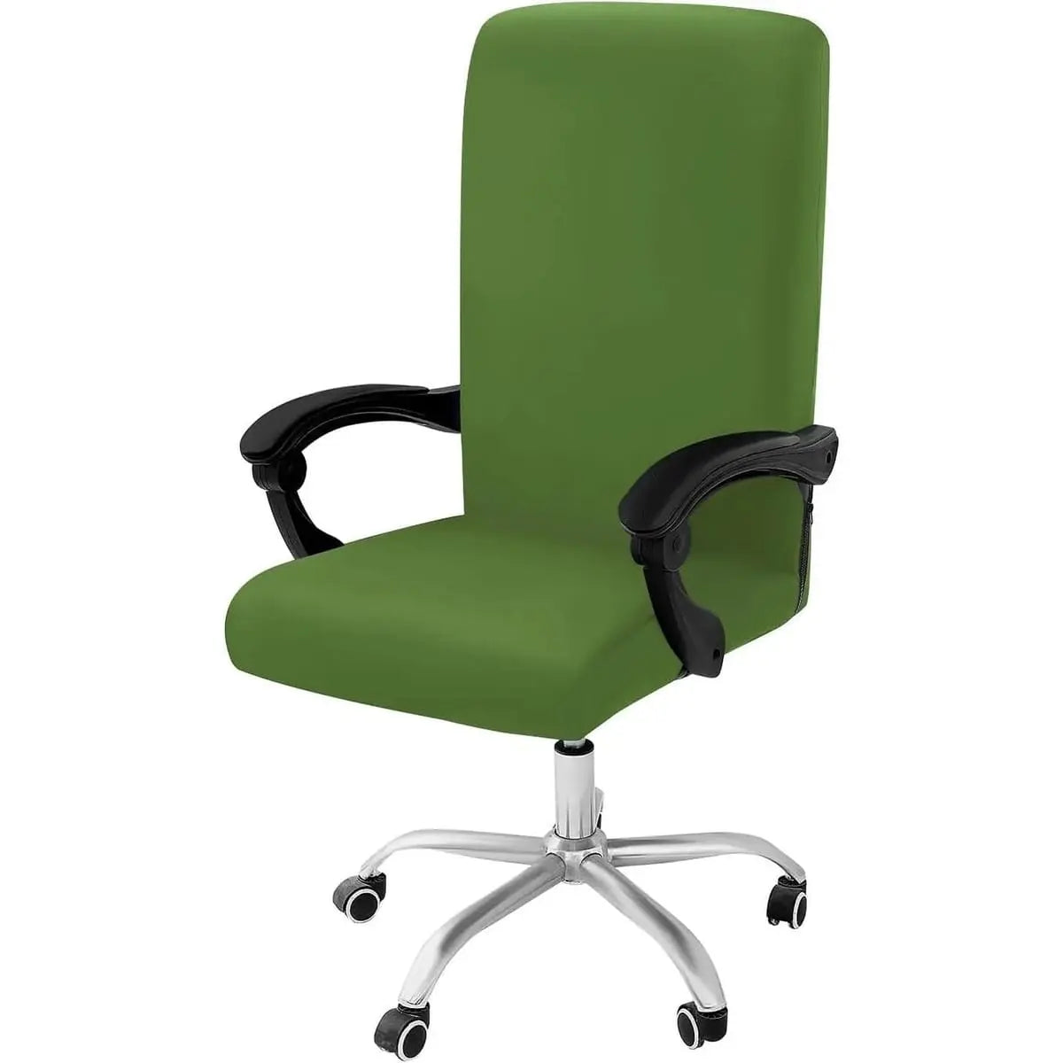 Blue and green stretch office chair cover by Smiry, removable and washable, fits most home office chairs.