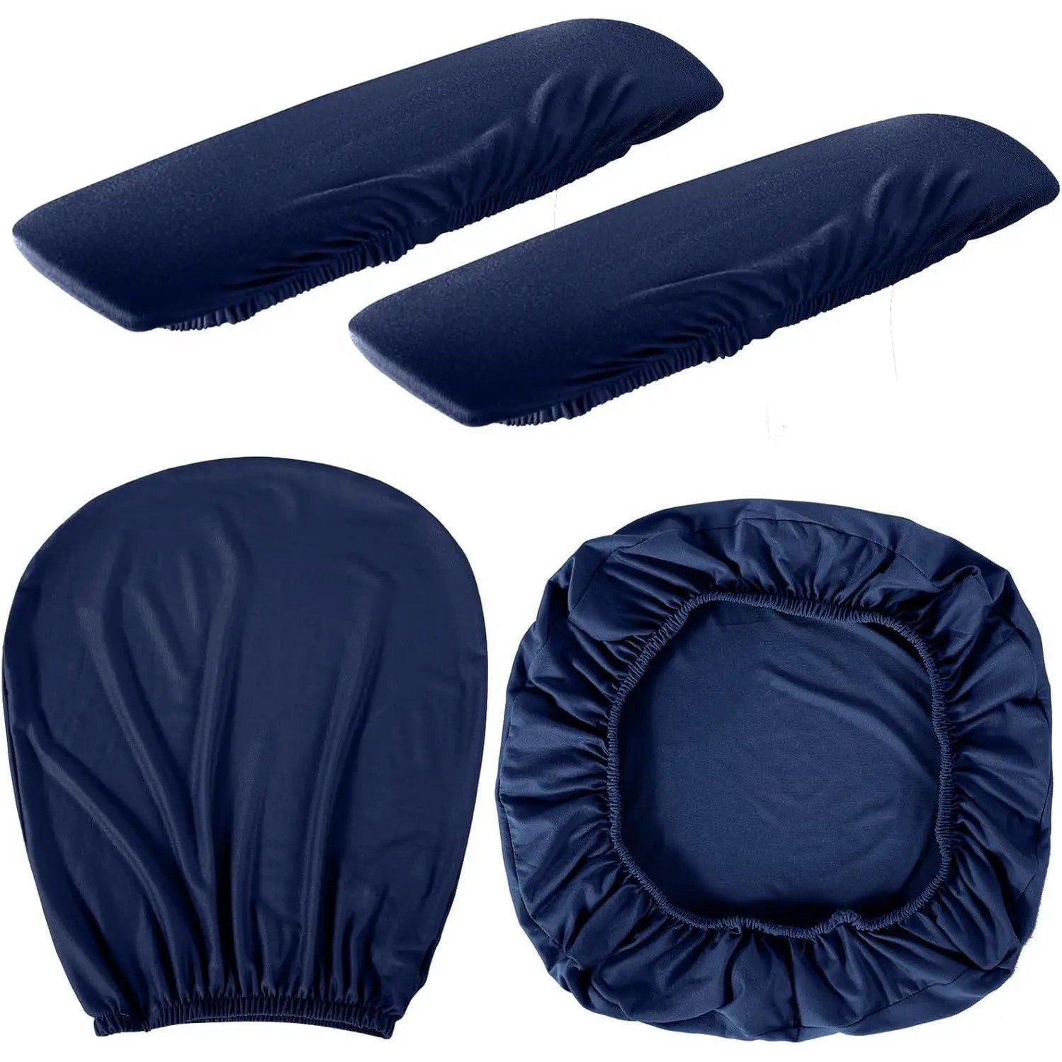 Navy blue Tallew office chair covers set with 4-piece universal stretch fit for a sleek, protective look on office chairs.