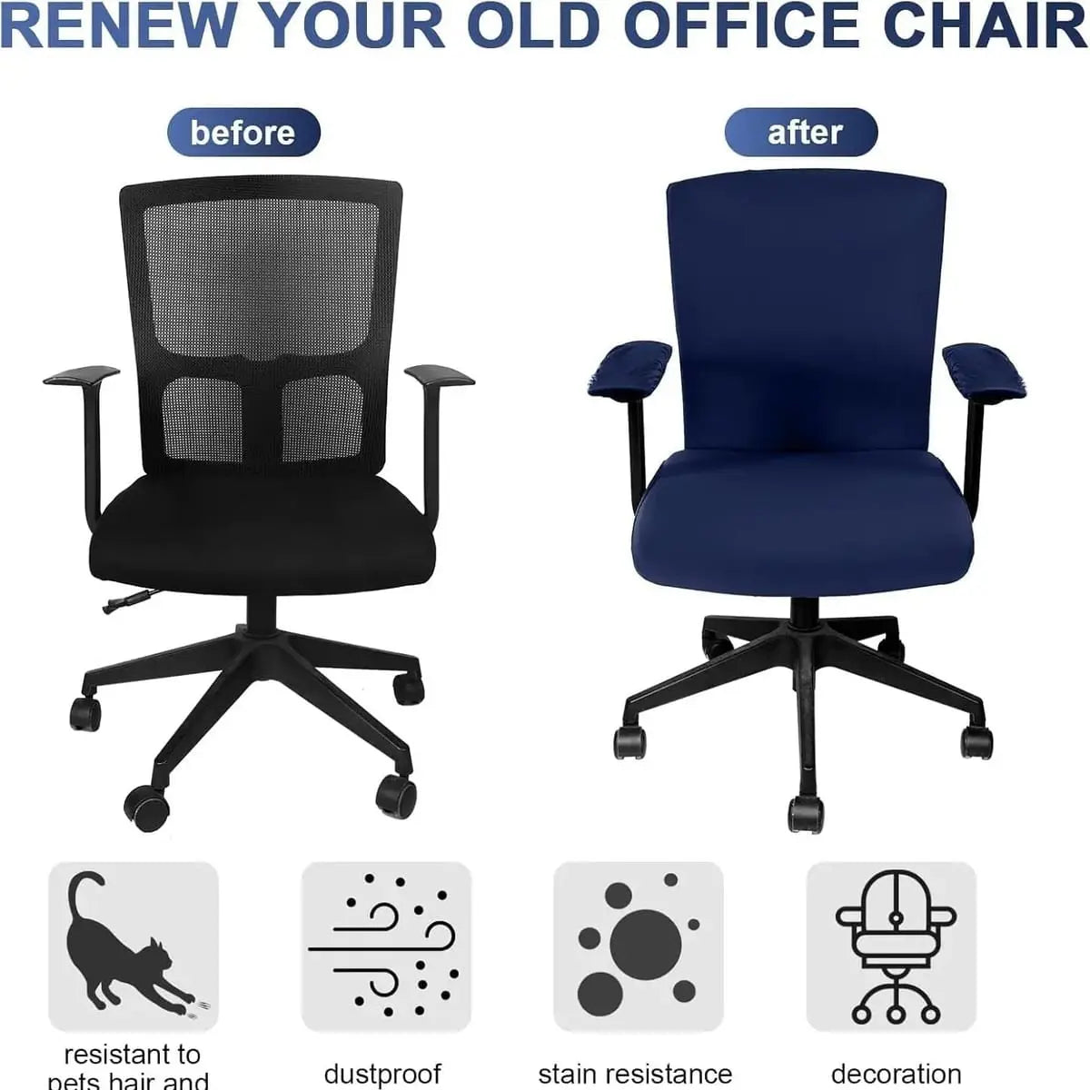 Tallew Office Chair Covers Set Universal Stretch Fit 4 Piece With Tallew