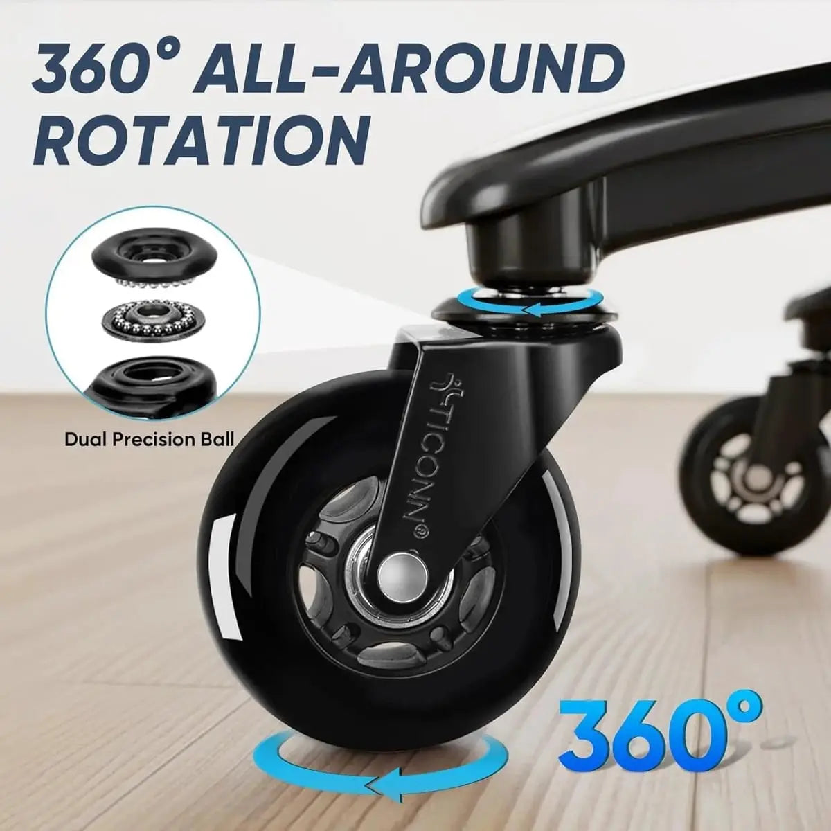 Heavy-Duty Office Chair Wheels Universal Fit Smooth Glide Hardwood TICONN