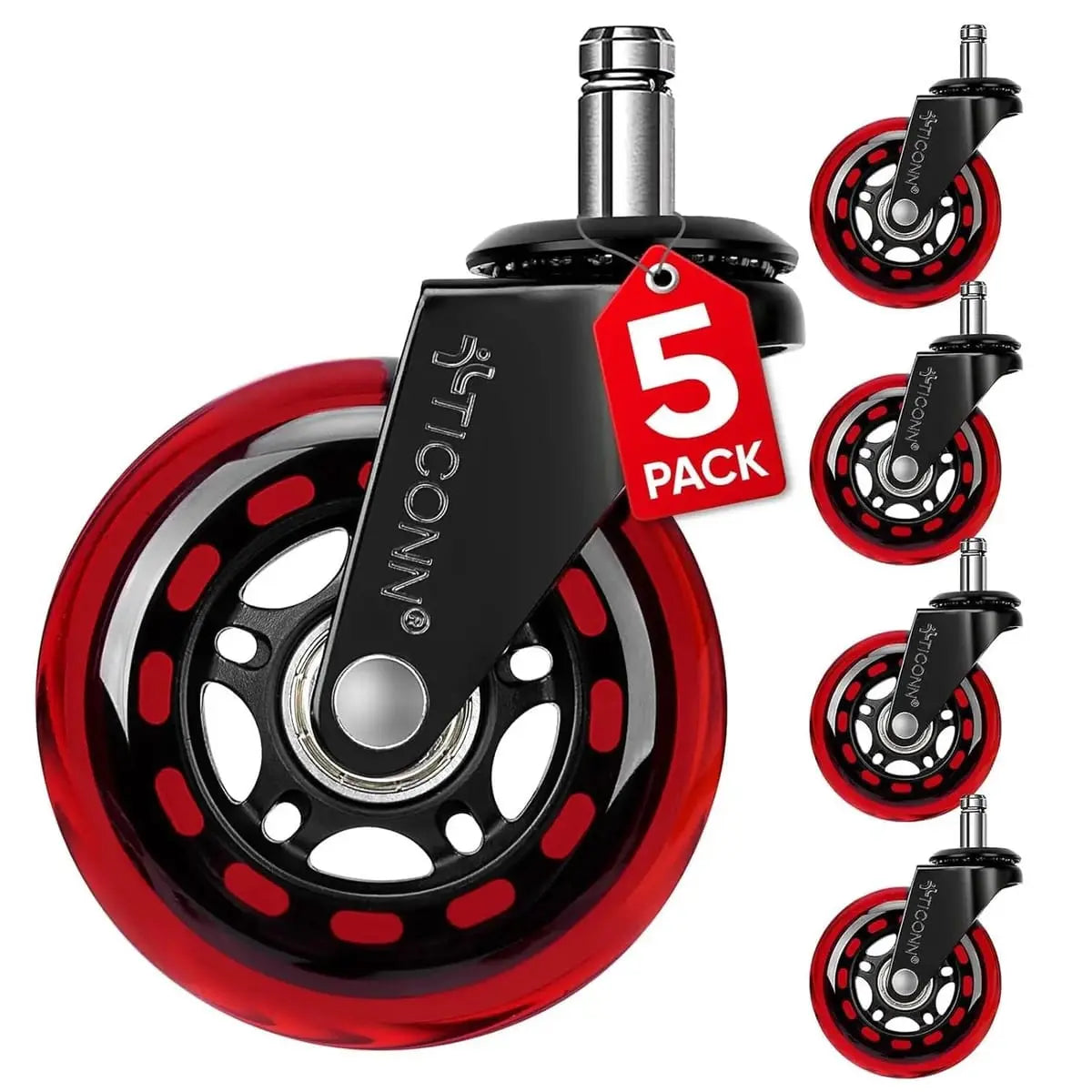 Heavy-Duty Office Chair Wheels Universal Fit Smooth Glide Hardwood TICONN