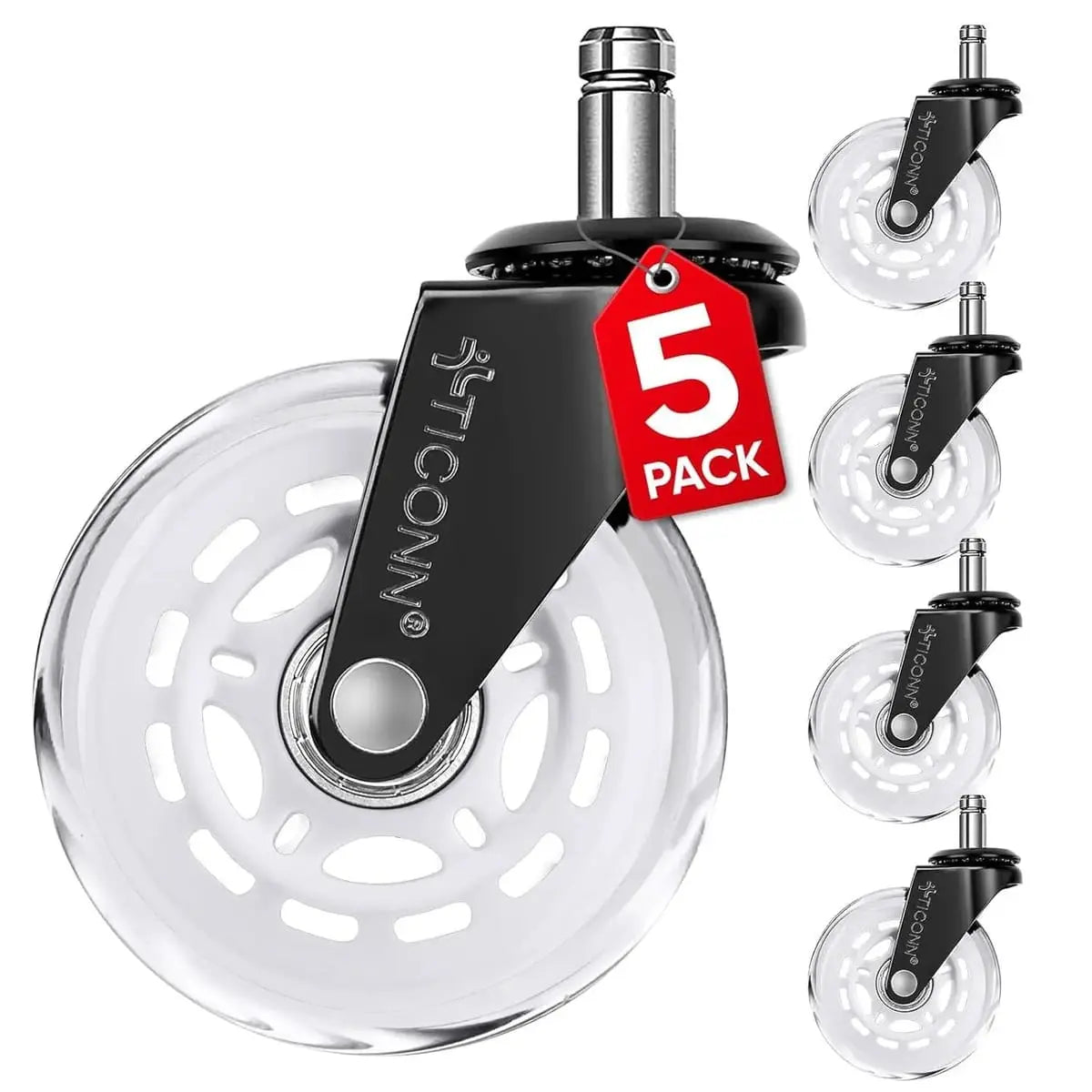 Heavy-Duty Office Chair Wheels Universal Fit Smooth Glide Hardwood TICONN