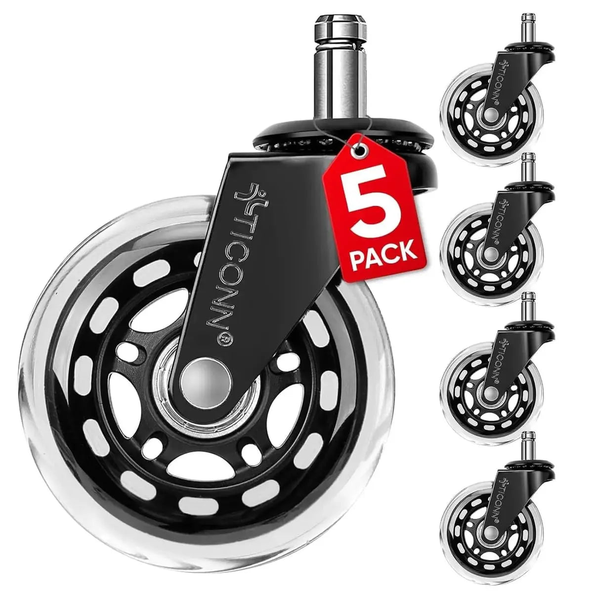 Heavy-Duty Office Chair Wheels Universal Fit Smooth Glide Hardwood TICONN