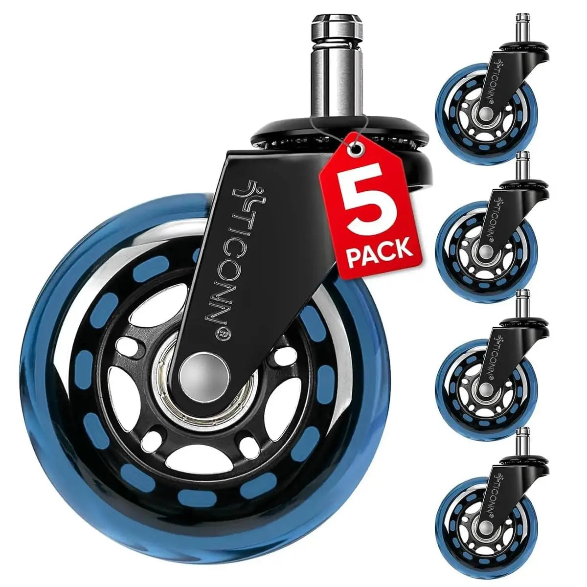 Heavy-Duty Office Chair Wheels Universal Fit Smooth Glide Hardwood TICONN