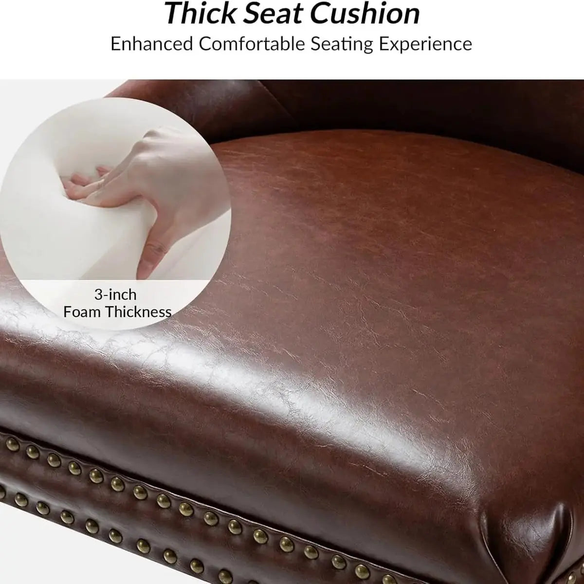 Brown faux leather ergonomic home office chair from TINA'S HOME with adjustable height and cushioned seat for comfort.