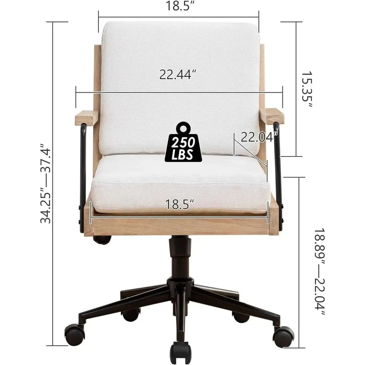 White Comfy Wood Desk Chair by TQHOQ featuring vintage farmhouse style home office seating with cushioned seat and wooden frame.