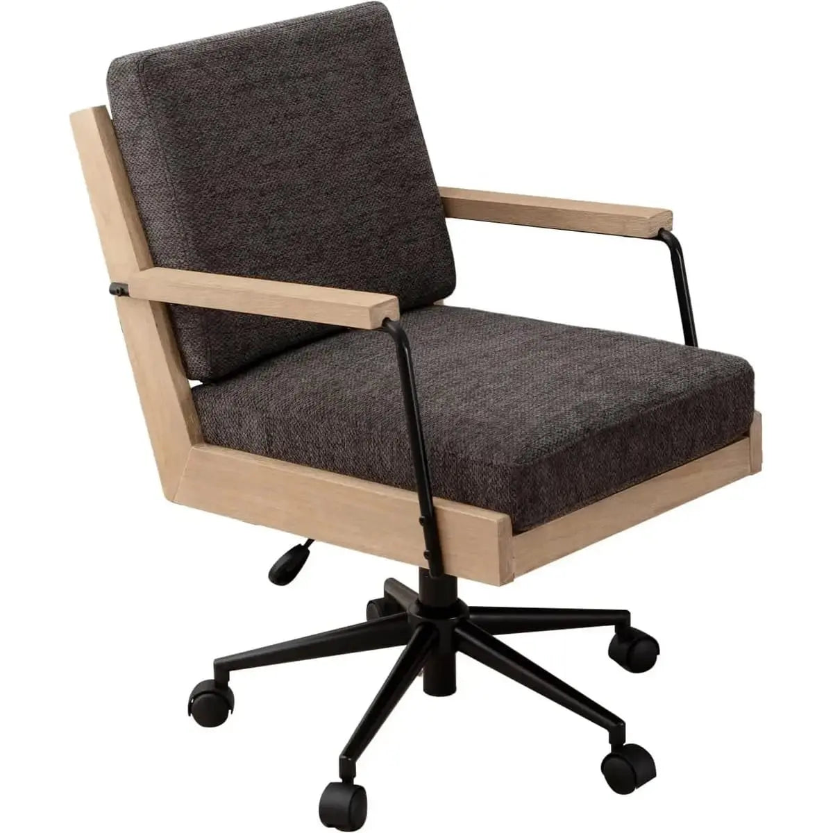 White Comfy Wood Desk Chair by TQHOQ featuring vintage farmhouse style home office seating with a cushioned seat and wooden frame.