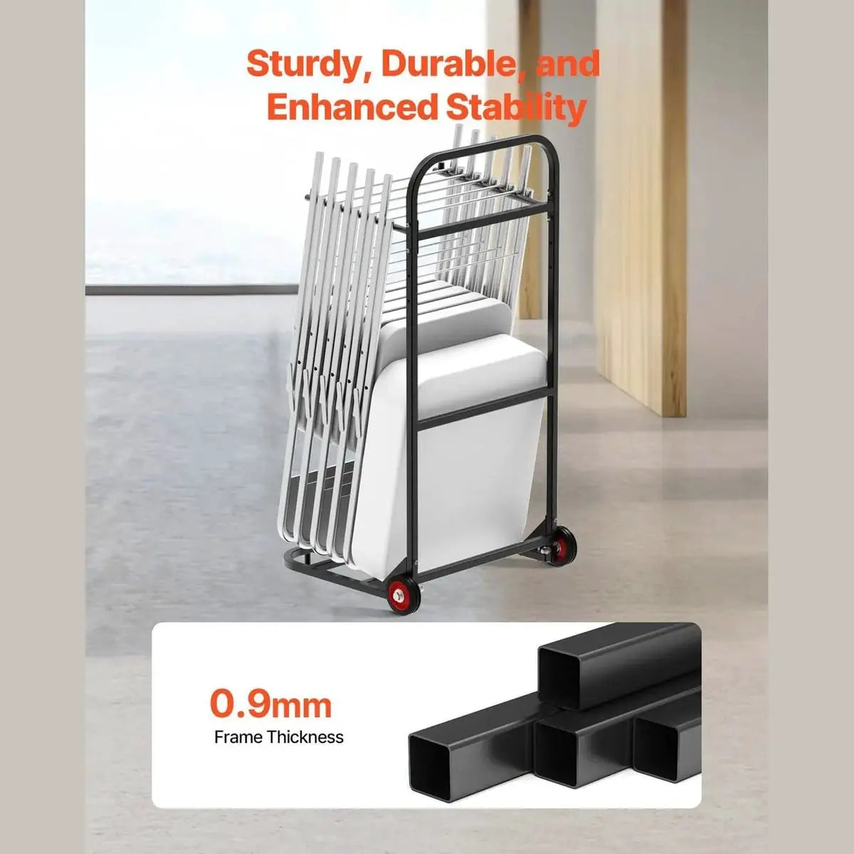 Folding Chair Rack Cart For 10 Chairs Of 100 LBS Push-Style Chair Vevor