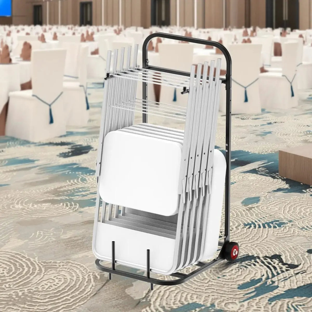Folding Chair Rack Cart For 10 Chairs Of 100 LBS Push-Style Chair Vevor