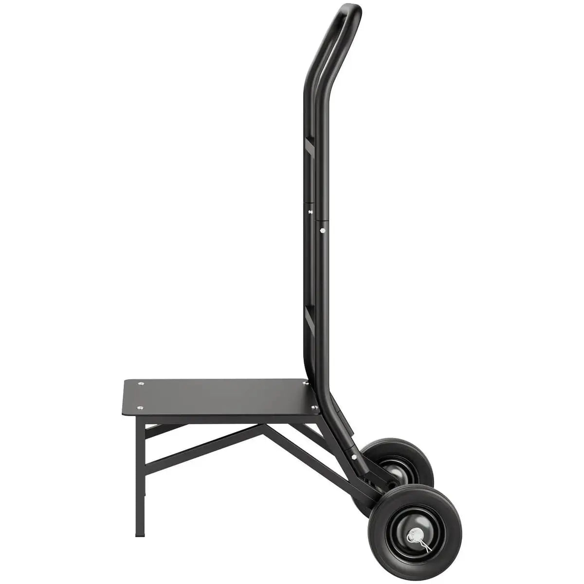 Vevor black folding chair rack cart holding 10 push-style chairs, designed to support up to 150 lbs per chair for easy transport