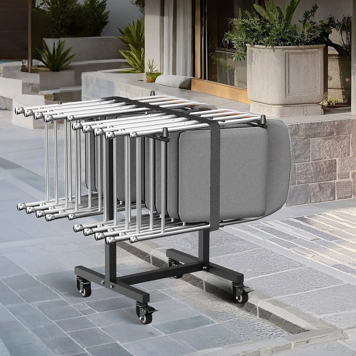 Folding Chair Rack Cart For 14 Chairs Of 200 LBS T-shape Chair Cart by Vevor