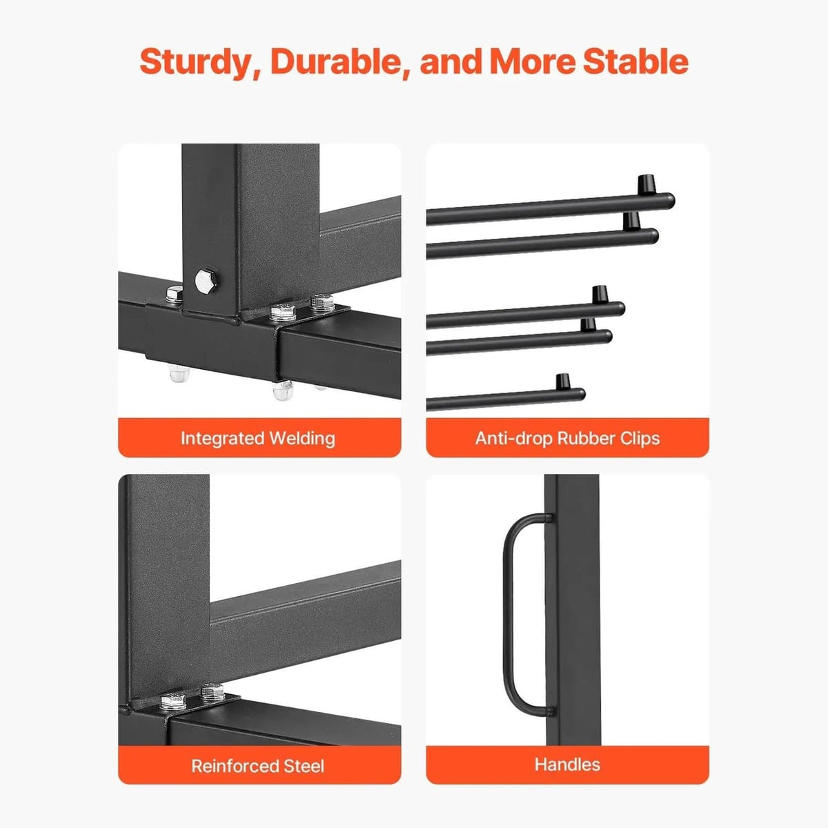 Vevor black folding chair rack cart holding 84 chairs, 12 tables, and 42 chairs, designed for heavy-duty transportation and storage.