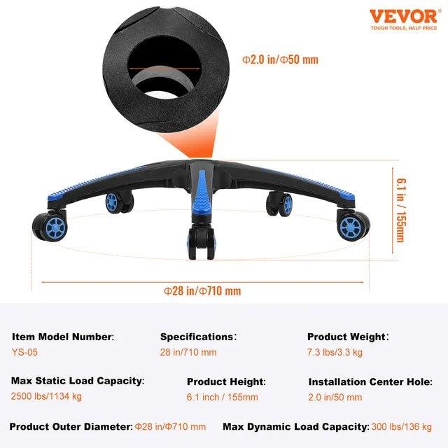 VEVOR Heavy-Duty Office Chair Base Replacement - 28" Universal Fit for Computer and Gaming Chairs, 2500 lbs Static Capacity, Black - Platinum-Level Office Chairs