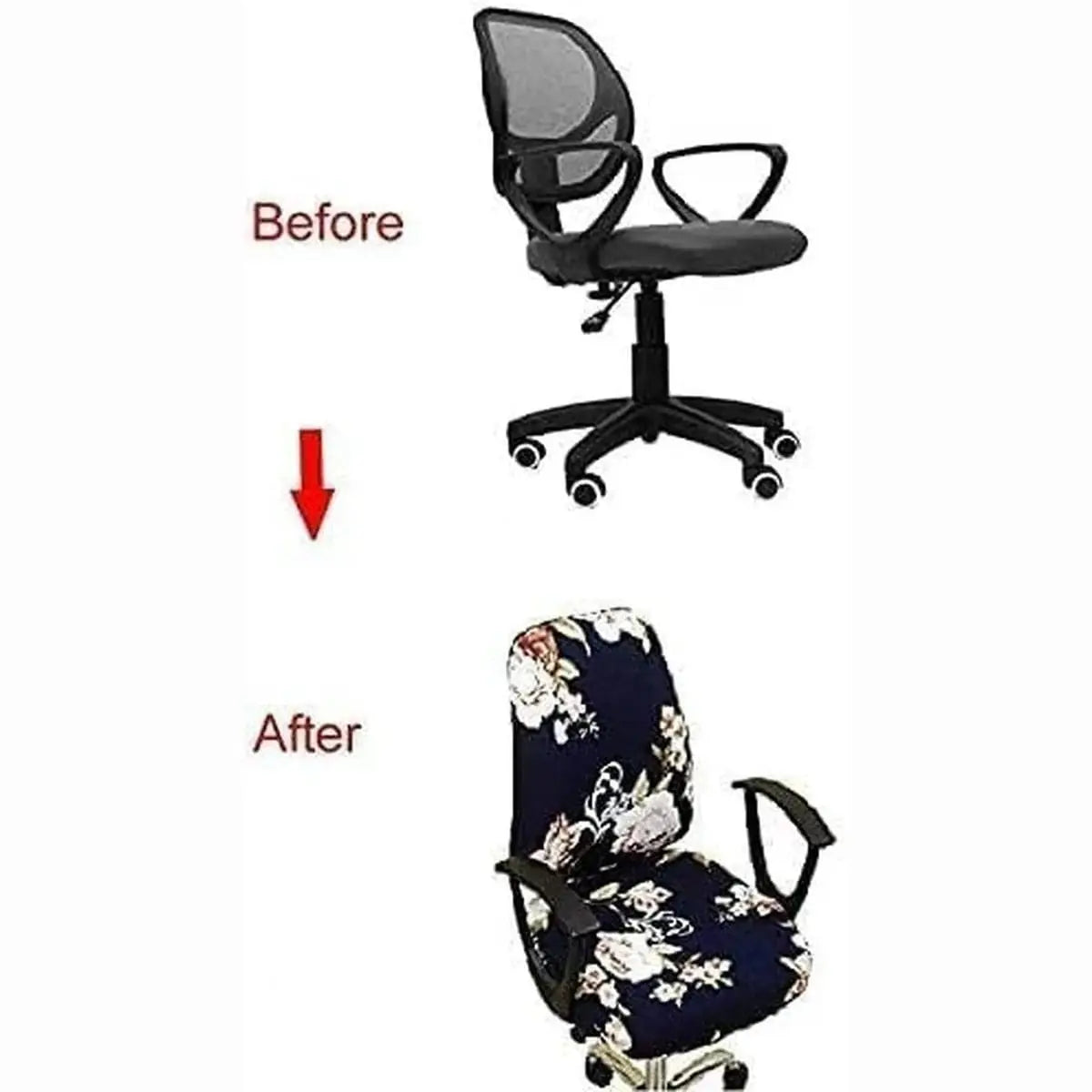 VIOKKO Life stretchable office chair cover with wild daisy pattern, 2-piece universal fit slipcover, flexible and easy to install