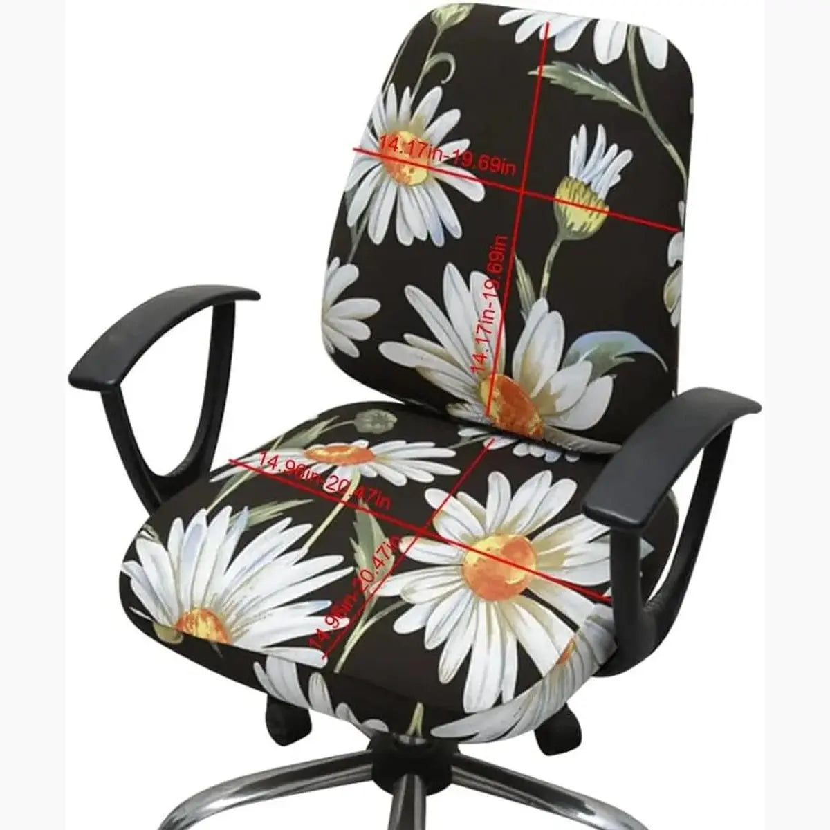 VIOKKO Life stretchable office chair cover with wild daisy pattern, two-piece universal fit slipcover for desk chairs.