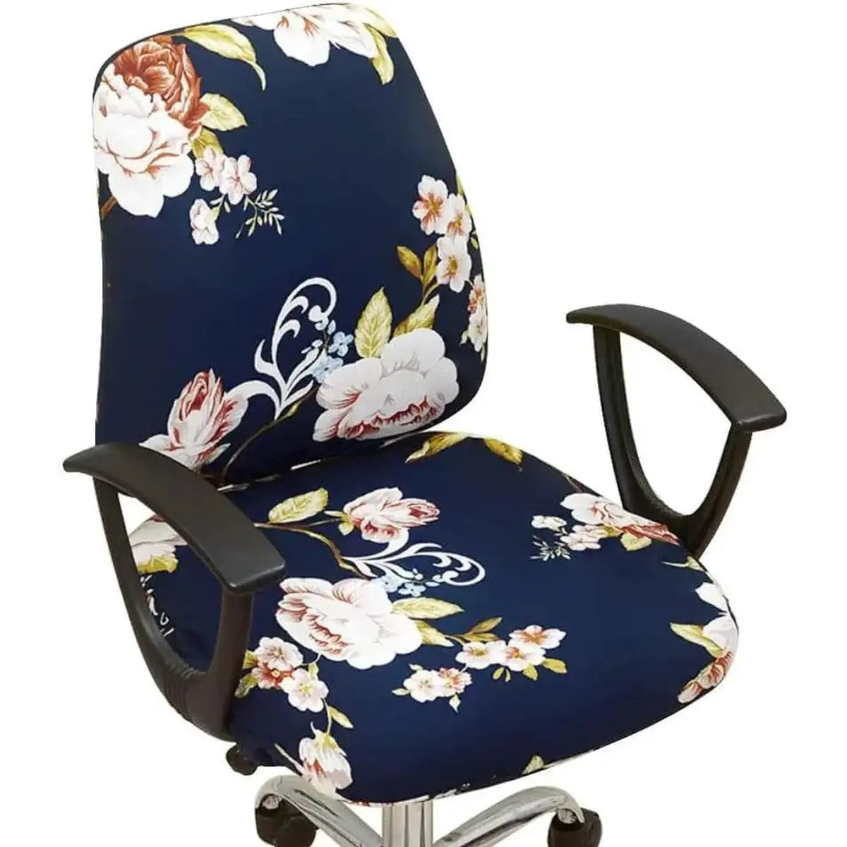 VIOKKO Life stretchable office chair cover with wild daisy pattern, 2-piece slipcover, universal fit for desk chairs