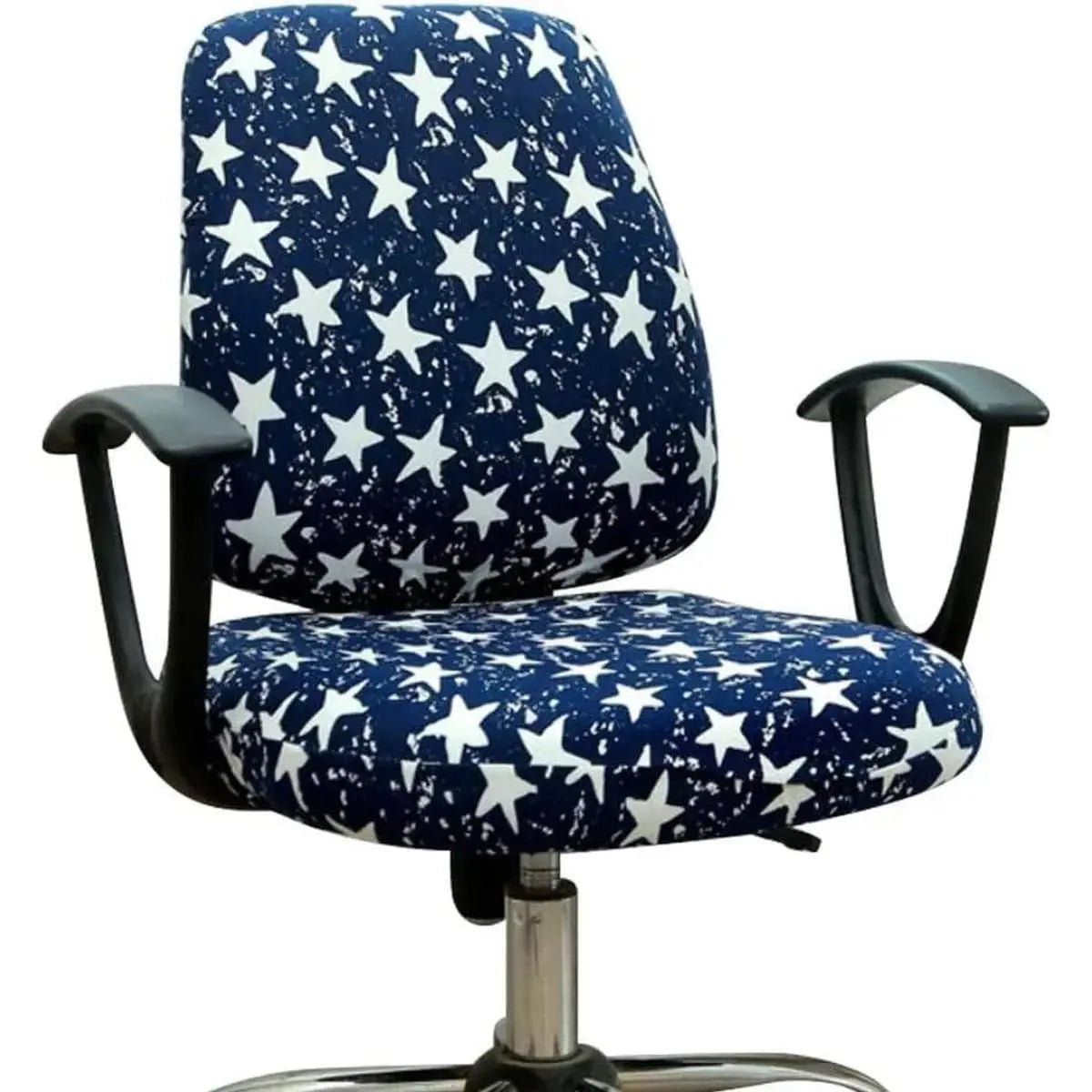 VIOKKO Life stretchable office chair cover with wild daisy pattern, universal fit, 2-piece slipcover on a desk chair.