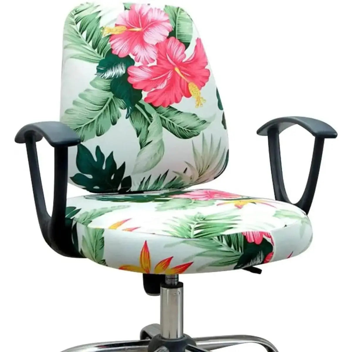 VIOKKO Life stretchable office chair cover with wild daisy pattern, 2-piece universal fit slipcover for protection and style.