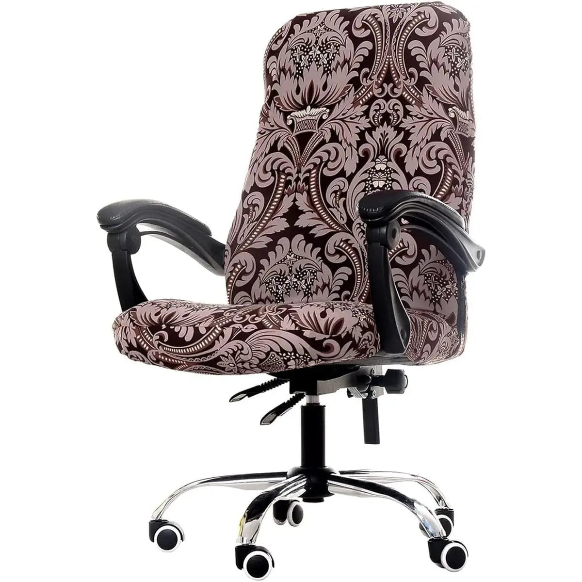 Womaco printed office chair slipcover with peony design, stretch fit, non-slip grip, high back for a secure fit.